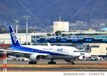 Osaka International Airport ANA Airplane Takeoff Ready Sky Park 124361730