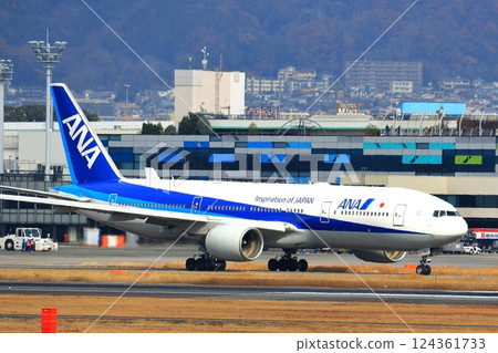 Osaka International Airport ANA Airplane Takeoff Ready Sky Park 124361733