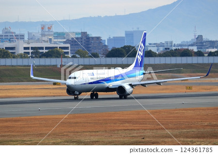Osaka International Airport ANA Airplane Takeoff Ready Sky Park Osaka International Airport ANA Airplane Takeoff Ready Sky Park 124361785