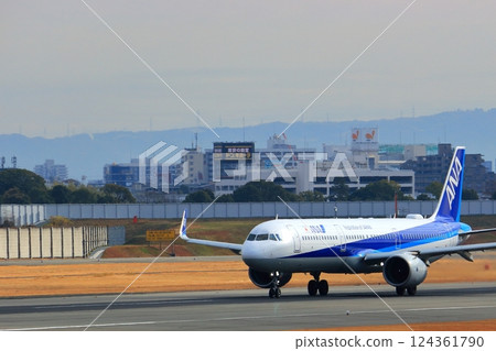 Osaka International Airport ANA Airplane Takeoff Ready Sky Park 124361790