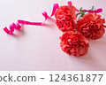 Carnations and ribbons 124361877