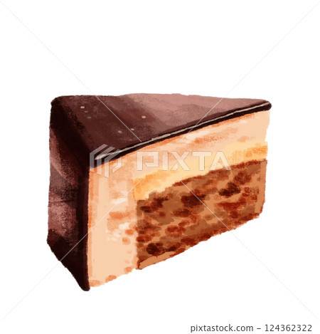 巧克力蛋糕畫水彩 124362322