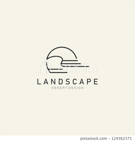 Landscape Desert line art outline minimalist logo vector illustration design 124362371