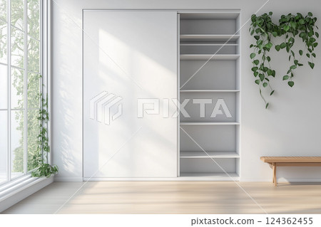 Minimalist and elegant walk-in closet 124362455