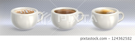 Coffee mug mockup set with white ceramic cups 124362582