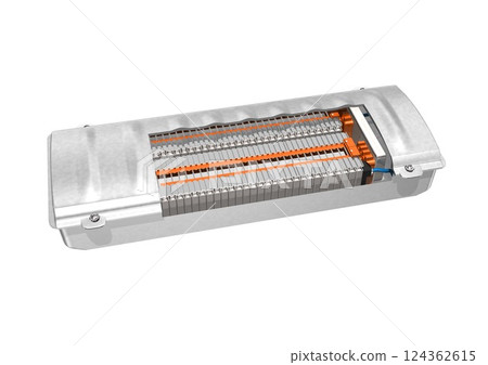 EV drive battery Lithium-ion battery Cell module Battery pack (3DCG image) EV drive battery Lithium-ion battery Cell module Battery pack (3DCG image) 124362615