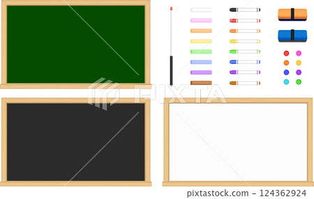 Blackboard_Whiteboard_Stationery_Illustration set 124362924