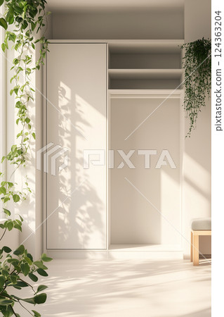 Minimalist and elegant walk-in closet 124363204