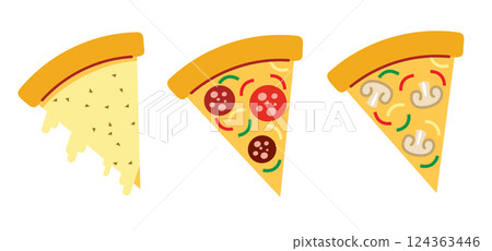 Pizza Slices with Toppings Illustration 124363446