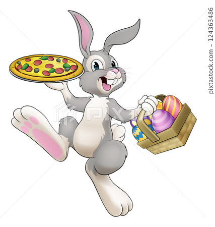 Easter Bunny Rabbit Cartoon Pizza Restaurant Chef Easter Bunny Rabbit Cartoon Pizza Restaurant Chef 124363486