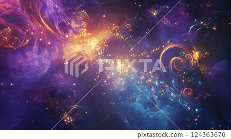 Spiritual space fantastic purple and gold space nebula 124363670