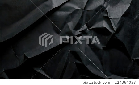 AI 圖片：皺巴巴的黑紙紋理 124364058