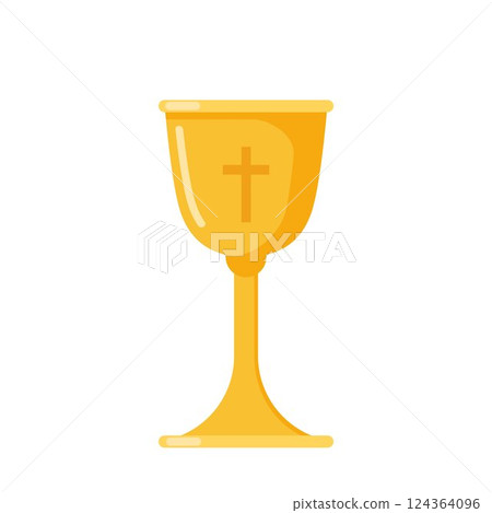 Holy Communion Cup. Chalice icon. Christian chalice. Golden bowl for wine. Vector illustration. Holy Communion Cup. Chalice icon. Christian chalice. Golden bowl for wine. Vector illustration. 124364096