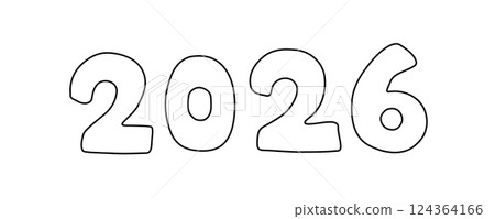 Simple numbers vector illustration line drawing Simple numbers vector illustration line drawing 124364166