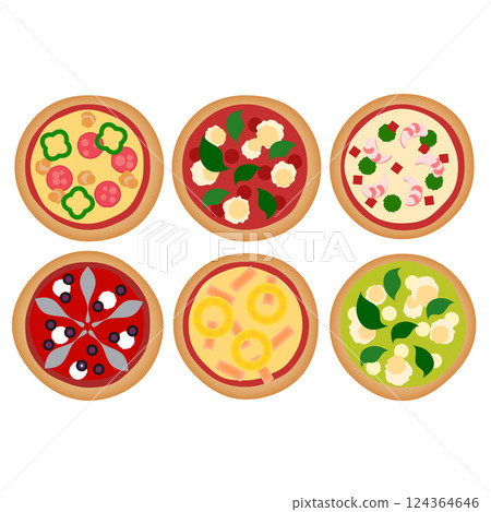 各種比薩餅的向量插圖集 各種比薩餅的向量插圖集 124364646