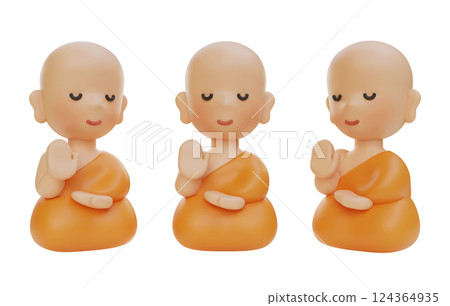 cute Monk Character 3D Graphic 124364935