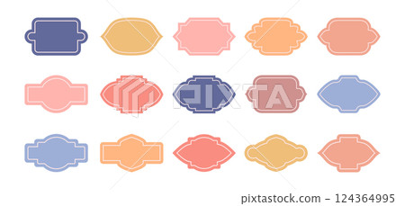 Abstract paper craft gift tags, old fashioned die cut knief cardboard frames, labels vector set. Abstract paper craft gift tags, old fashioned die cut knief cardboard frames, labels vector set. 124364995
