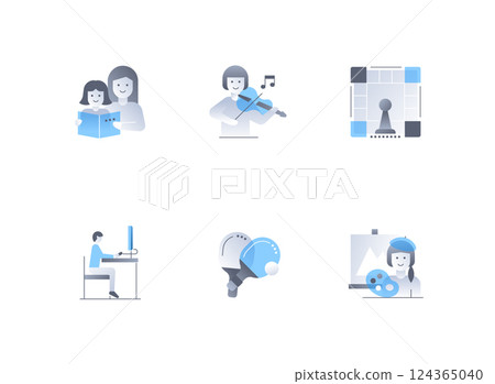 Hobbies and entertainment - flat design style icons set Hobbies and entertainment - flat design style icons set 124365040