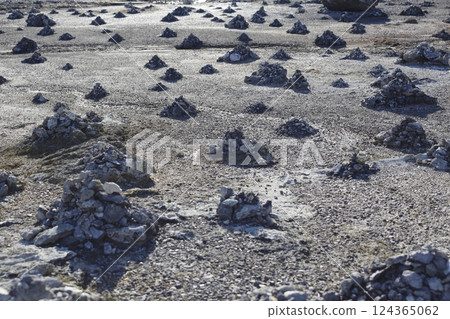 Stonework in the desolate land of Mount Osore Stonework in the desolate land of Mount Osore 124365062
