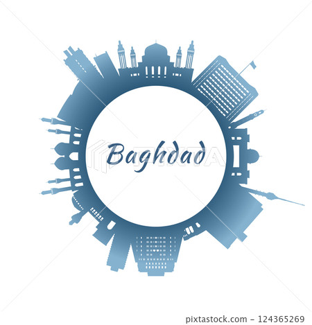 Baghdad skyline with colorful buildings. 124365269