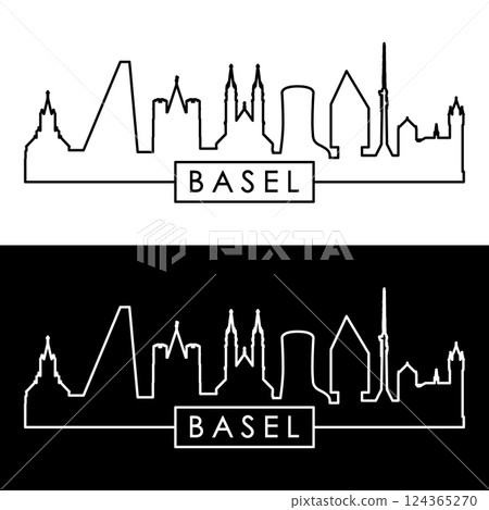 Basel skyline. Linear style. 124365270