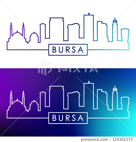 Bursa skyline. Colorful linear style. Bursa skyline. Colorful linear style. 124365273