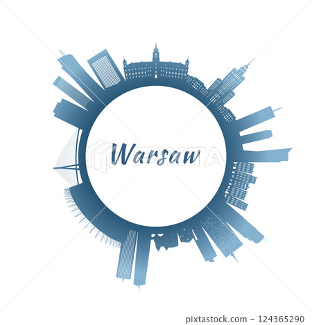 Warsaw skyline with colorful buildings. 124365290