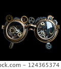 Glasses steampunk object isolated on black 124365374