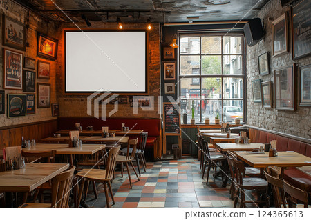 一家歷史悠久的英國酒吧裡的白板 一家歷史悠久的英國酒吧裡的白板 124365613
