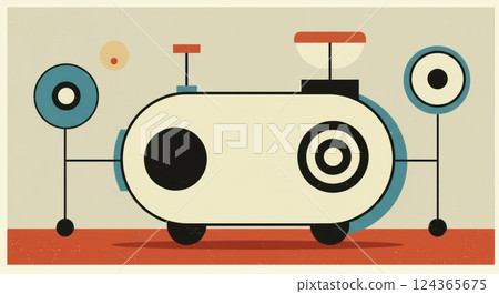 Abstract geometric art: minimalist shapes in retro style design 124365675