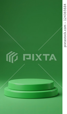 Minimalist green podium display with gradient background for product presentation 124365684
