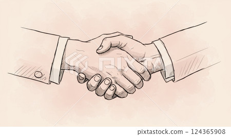 Vintage handshake illustration symbolizing agreement and partnership 124365908