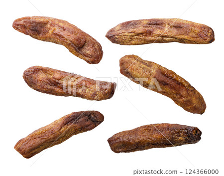 Set of dried bananas on a white background. Isolated 124366000