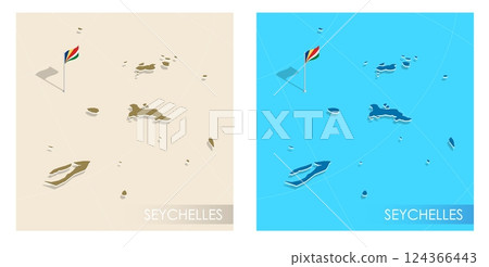 Seychelles country flag installed on geographic positioning map point of country territory. Seychelles commonwealth banner on land and sea. Festive patriotic HD format template for independence day Seychelles country flag installed on geographic positioning map point of country territory. Seychelles commonwealth banner on land and sea. Festive patriotic HD format template for independence day 124366443