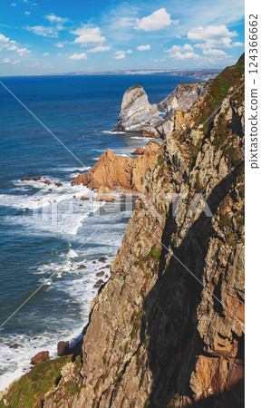 Coastal rocky seascape, region of Cape Roca, Atlantic ocean Portugal  Europe 124366662