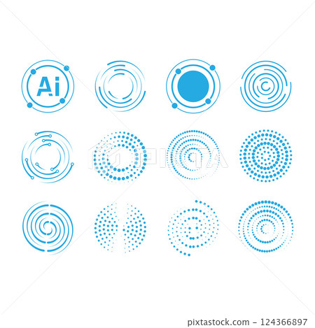 Circle dotted Abstract round halftone circle 124366897