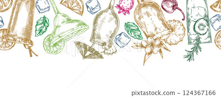 cocktail, sketch, seamless 124367166