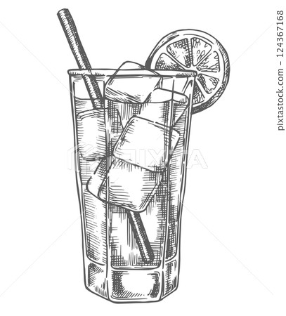 cocktail, sketch, vector 124367168