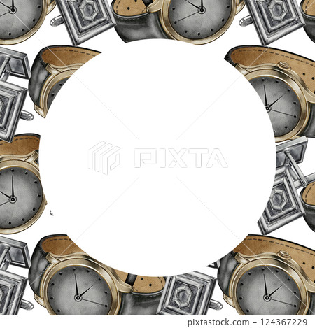 Round Frame with Watches and Cufflinks 124367229