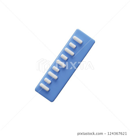Ruler 3D plastic style vector icon, plastic volumetric blue stationery tool for accurate measurement of length and width Ruler 3D plastic style vector icon, plastic volumetric blue stationery tool for accurate measurement of length and width 124367621