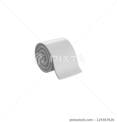 Toilet paper 3D plastic cartoon style vector icon, soft white hygiene tissue roll for bathroom or lavatory, roll napkin 124367626