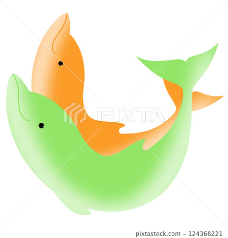 two dolphins jumping 124368221