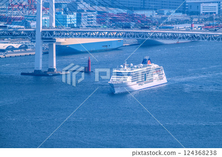 Yokohama cityscape, Japan. First port call. Europa 2 arrives at Yokohama Port. Coming soon to Shinko Pier. March 25th. 124368238