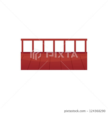 Vector flat illustration of wooden balcony railing. Decorative border. 124368290
