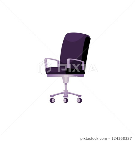 Vector illustration of black office chair with high back, armrests and wheels. Vector illustration of black office chair with high back, armrests and wheels. 124368327