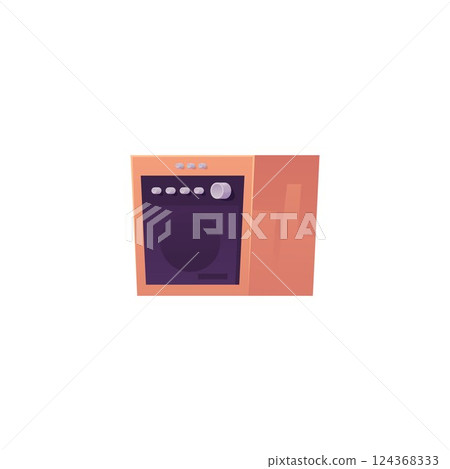 Vector flat illustration of wooden audio speaker, isolated background. 124368333
