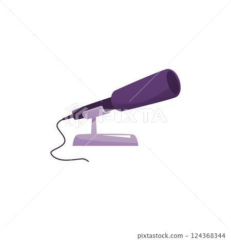 Vector illustration of desktop, wired music microphone, flat cartoon style. Vector illustration of desktop, wired music microphone, flat cartoon style. 124368344
