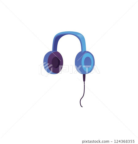 Vector illustration of blue wired headphones. Headset. 124368355