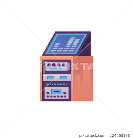 Sound recording equipment, music mixer. Vector flat illustration. 124368388