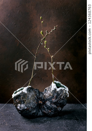 Willow Branches in Stone Vase 124368763